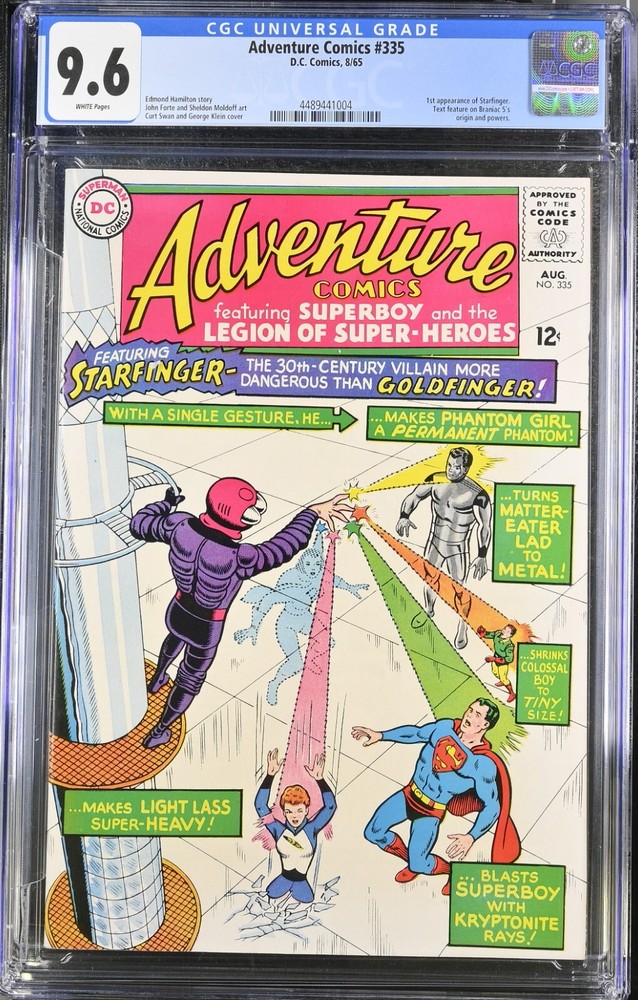 ADVENTURE COMICS #335 CGC 9.6 WHITE PAGES DC 1965 1ST APPEARANCE STARFINGER