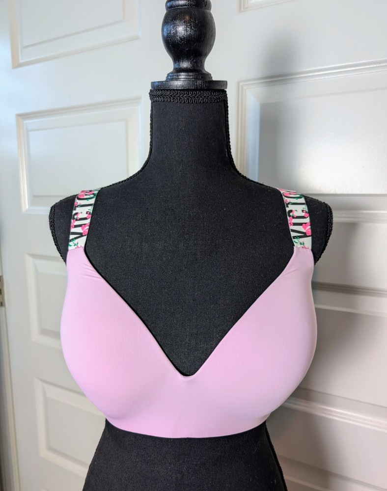 Victoria Secret Bra Women's 36DD T Shirt Lightly Lined Wireless Pink
