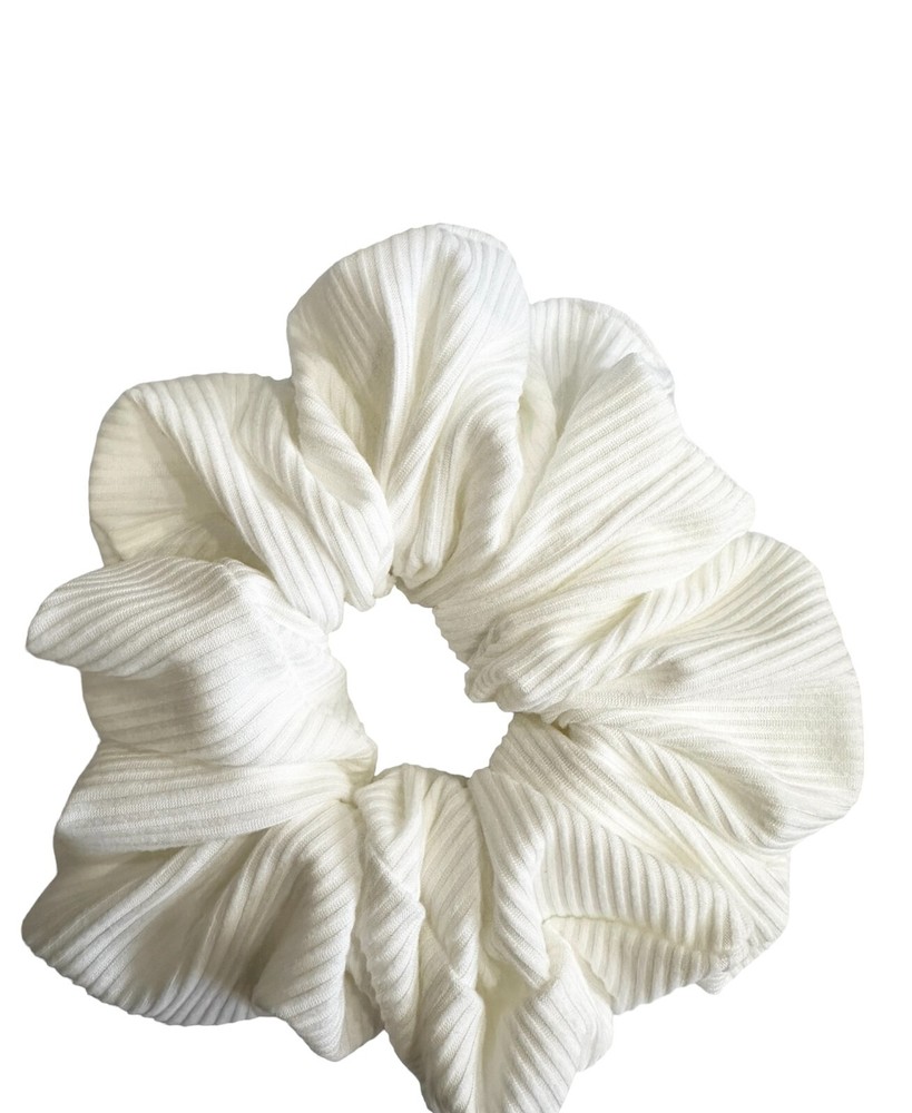 XL White Scrunchies with Stretchy Fabric, Brand New Handmade Accessories