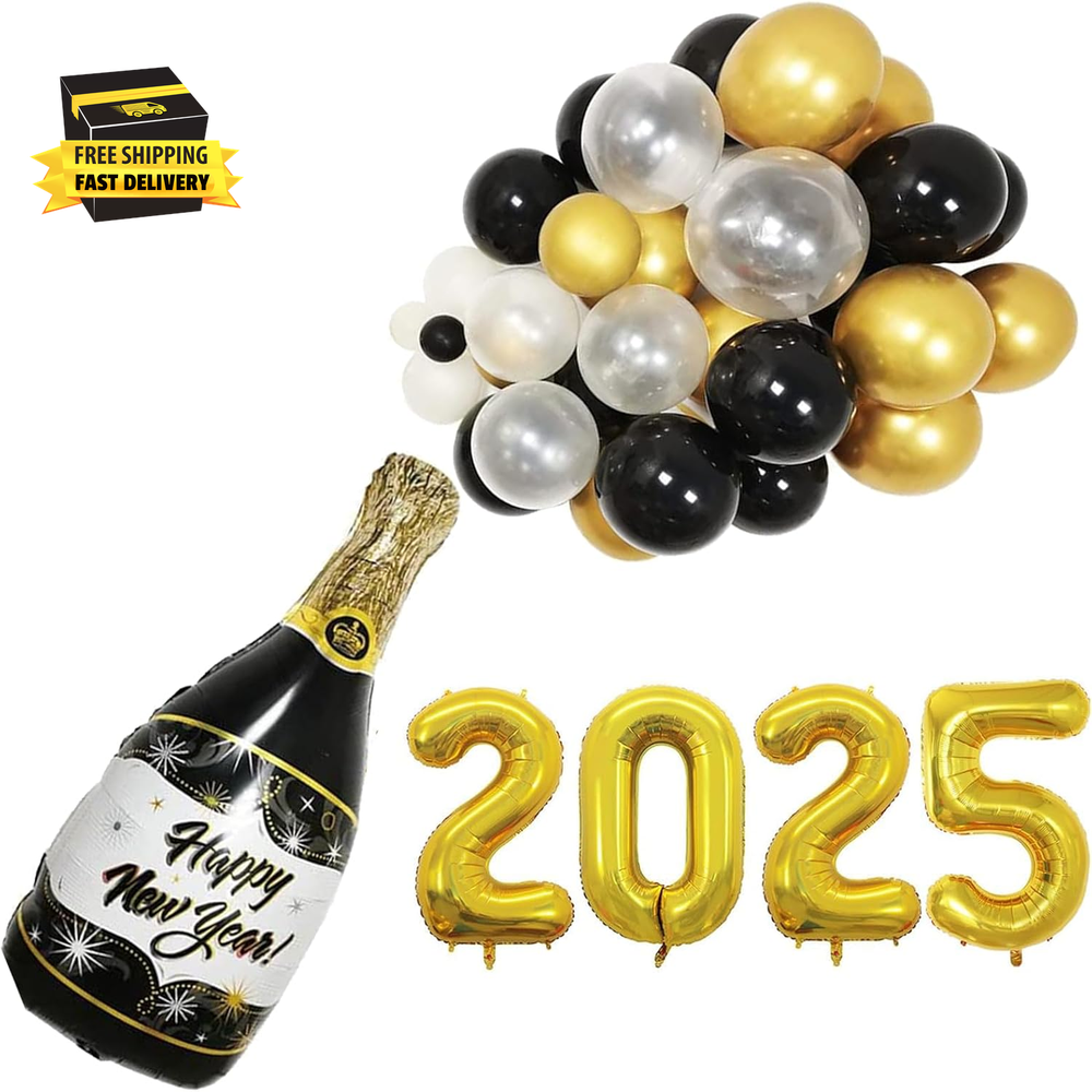 2025 New Year Eve'S Party Supplies Balloons Include Golden Larger 32 Inch 2025 B