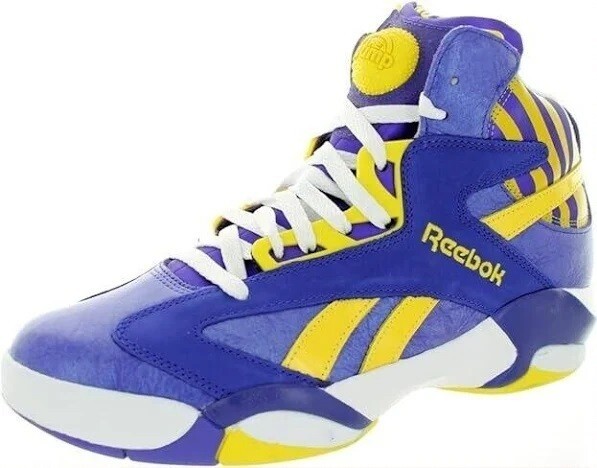 Reebok Pump Shaq Attack LSU Basketball Shoes Mens 8 Purple Yellow Vikings Lakers