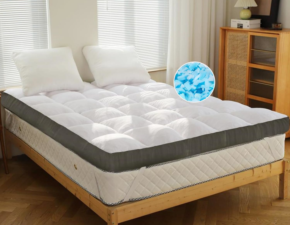 WhatsBedding 3 Inch Memory Foam Mattress Topper Queen Size Memory Foam Filled &