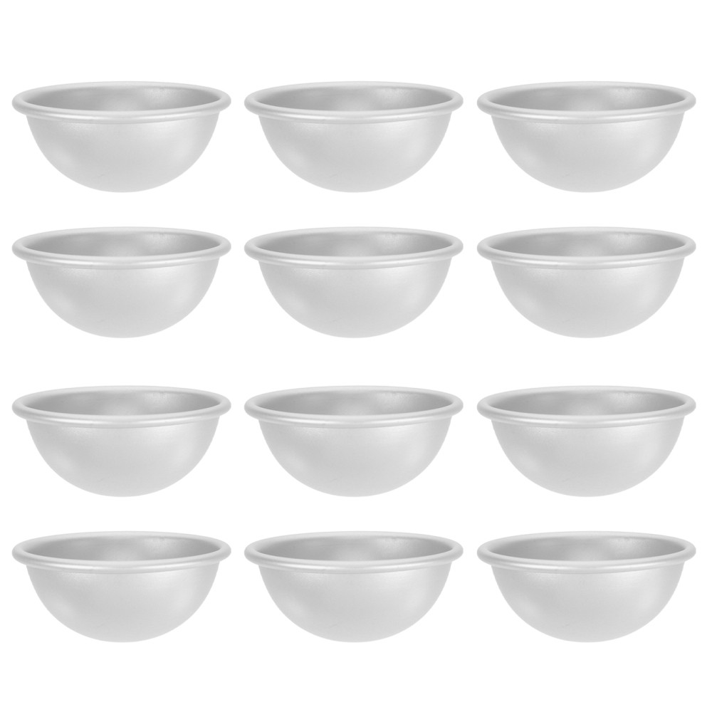 12-Piece Aluminum Alloy Semi-Sphere Molds for DIY Bath Salt & Crafts
