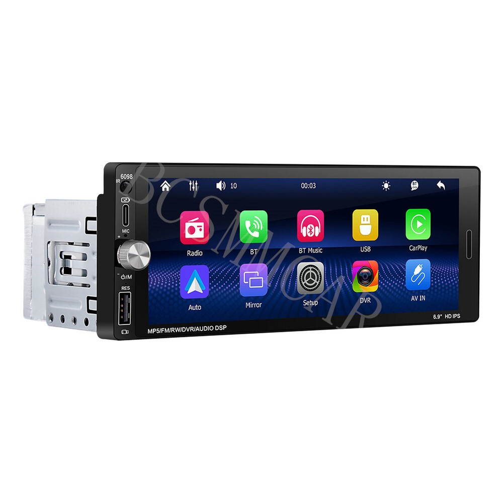 6.9in Touch Screen Car MP5 Player with Apple Carplay BT FM AUX Input