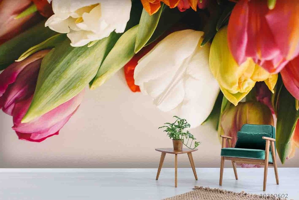 3D Tulip Plant Close-up Wall Murals Wallpaper Murals Wall Sticker