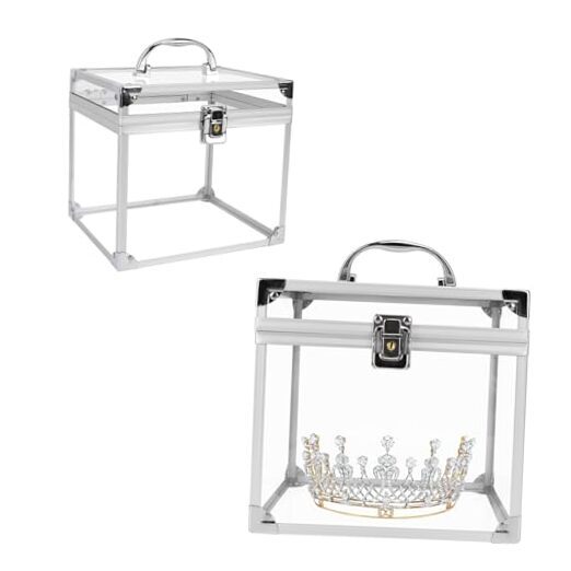 Crown Box, Clear Makeup Case,Cosmetic Organizer, Large Capacity Silver