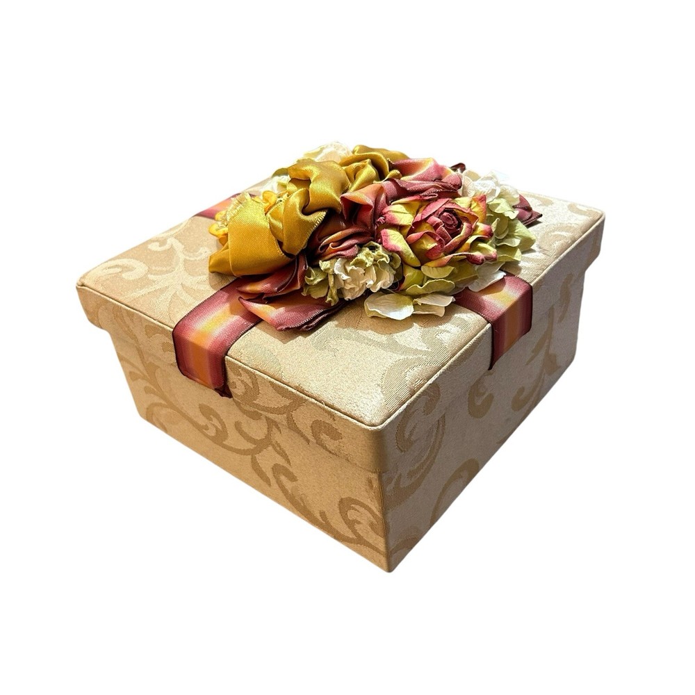 Chocolate Du Jour Handmade Decorated Empty Gift Box 3 7/8” X 8” Floral Victorian
