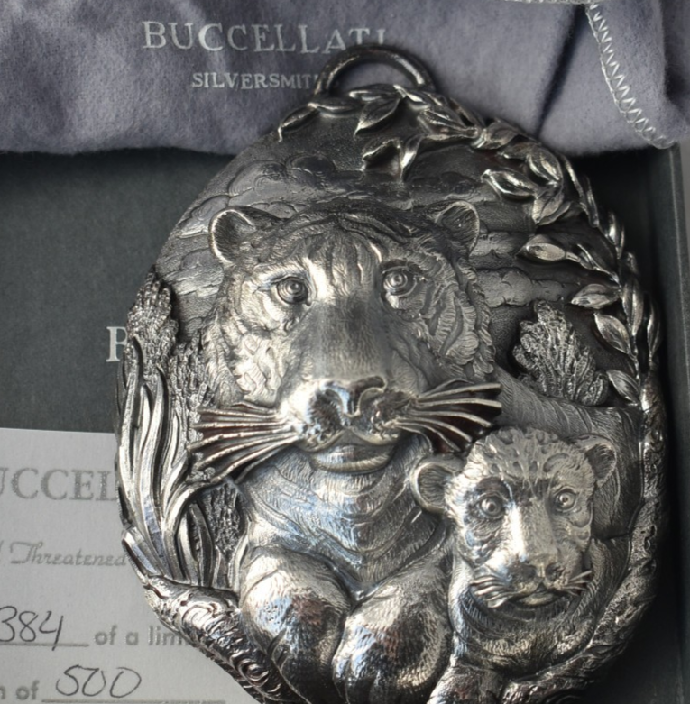BUCCELLATI Sterling Silver TIGER CUB Christmas ORNAMENT Endangered Series w Box