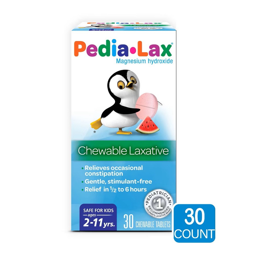 Pedia-Lax Laxative Chewable Tablets For Kids Watermelon Flavor 30 ct EXP 11/25
