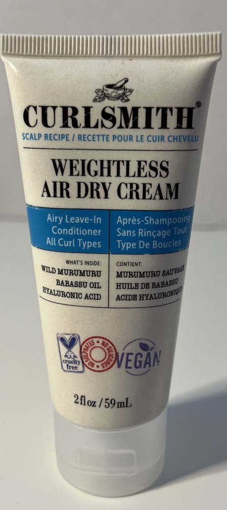 Curlsmith Weightless Air Dry Cream Vegan Leave-In Conditioner for All Hair Types