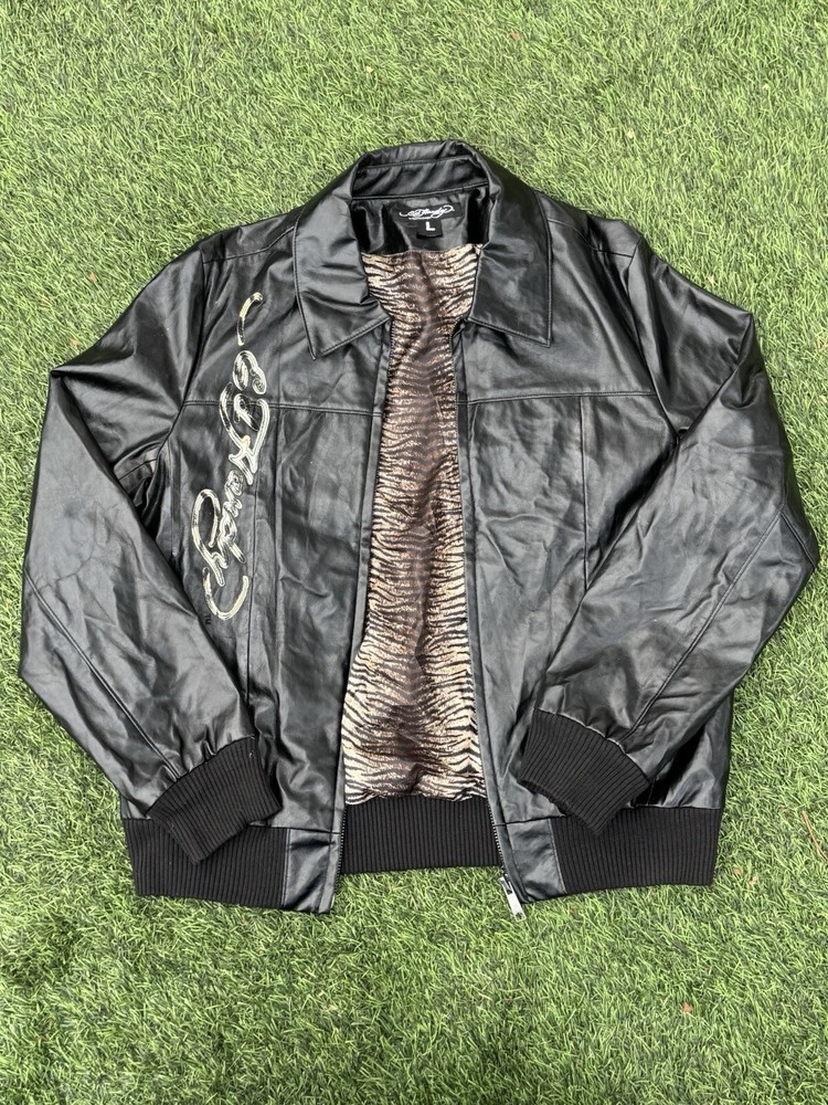 Ed Hardy Leather Jacket Tiger Y2K Vintage