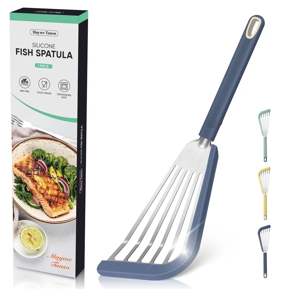 Nonstick Fish Spatula,Thin Slotted Spatulas Turner Silicone Fish Spatulas for...