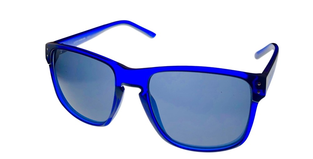 Lucky  Brand Mens Blue Square Plastic Sunglass, Smoke Lens D922