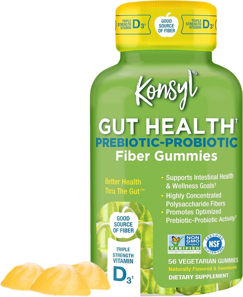 Konsyl Gut Health Prebiotic - Probiotic Fiber Gummies - Helps Support...