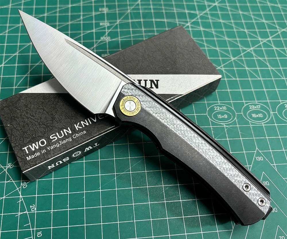TWOSUN TITANIUM INLAY Carbon Fiber HANDLE YJ01-V1 EDGE TS494-YJ01-V1-CF