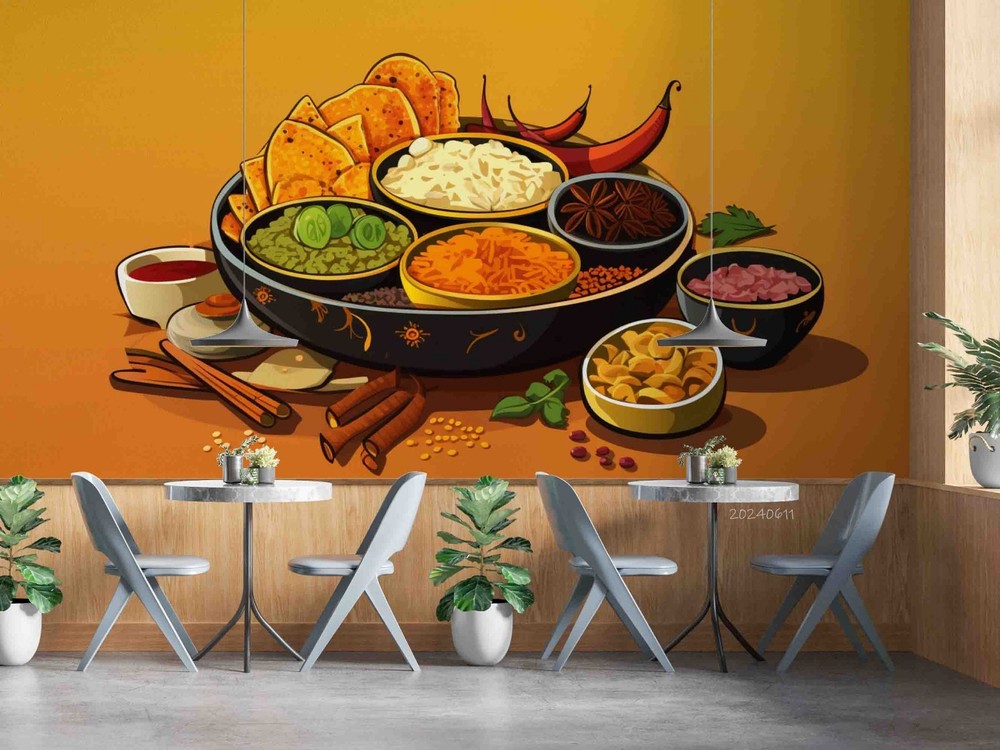 3D Food Illustration Wall Murals Wallpaper Murals Wall Sticker