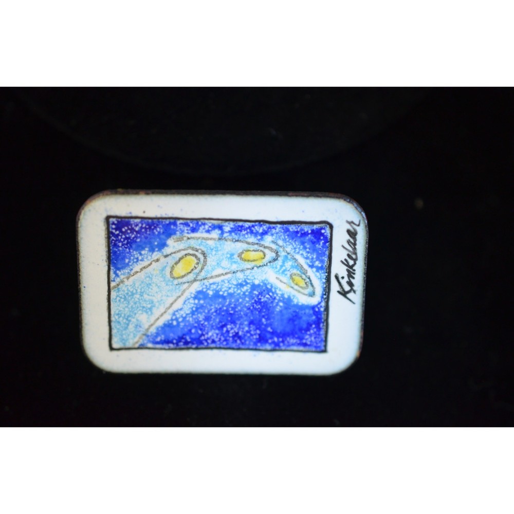RARE Vintage Signed Jack Kinkelaar Enamel Copper Brooch