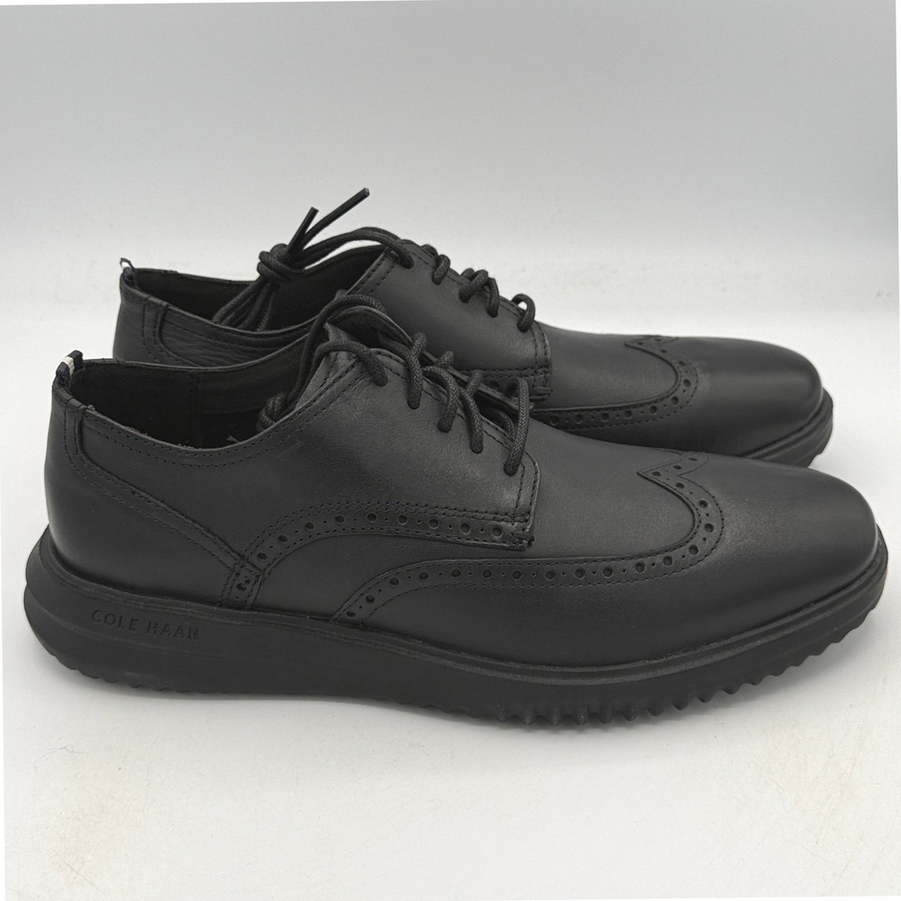 Cole Haan GRND+ Wingtip Oxford Shoes Mens 10 Black Leather Brogue Dress C36938