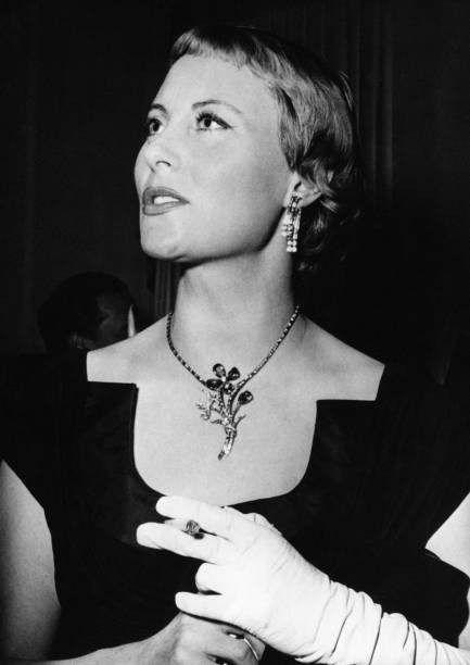 Michele Morgan at a cocktail party honor of French film stars Rome- Old Photo