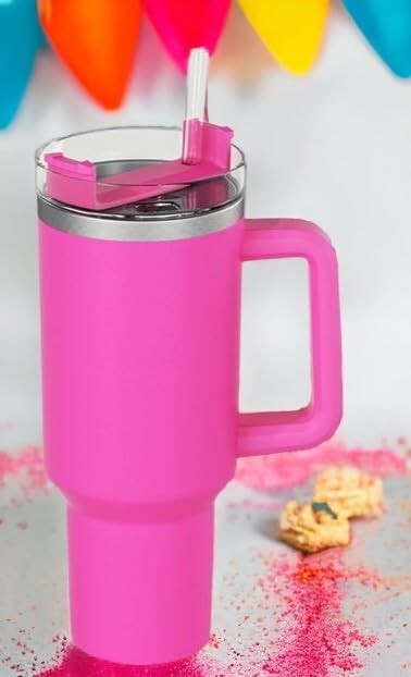 OmiOmi 40 oz tumbler with handle and lid straw, stainless steel insulated vacuum