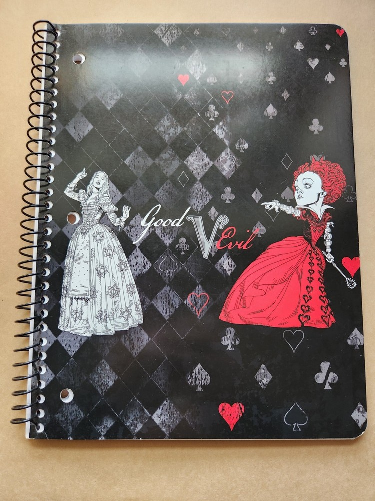Disney Alice in Wonderland Good vs Evil Spiral Notebook 80 Page Wide Ruled