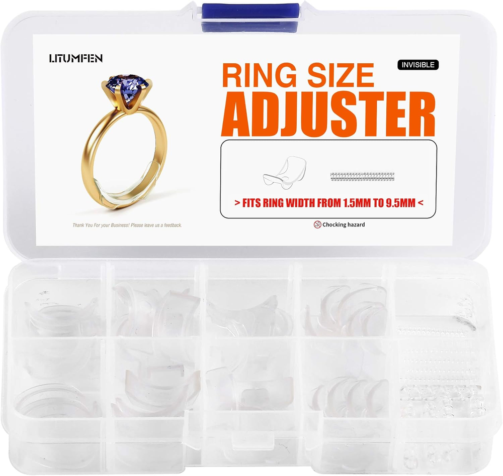 60-Pack Ring Size Adjuster for Loose Rings – 2 Styles, Guard & Spacer