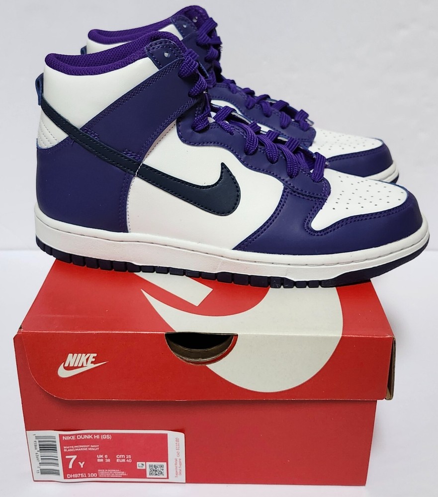 Nike Dunk High GS Electro Purple Midnight Navy Sneakers DH9751-100 Size 7Y/8.5W