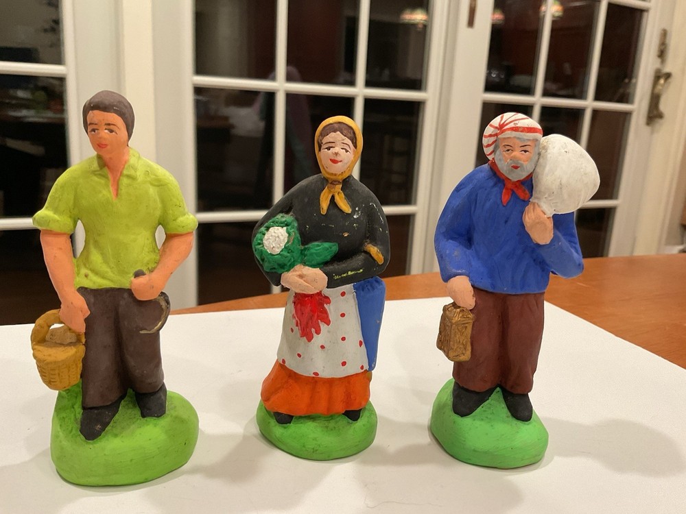 3  VTG SANTON BOURGES à ST REMY DE PROVENCE  4.5” tall  Figurines French - Read