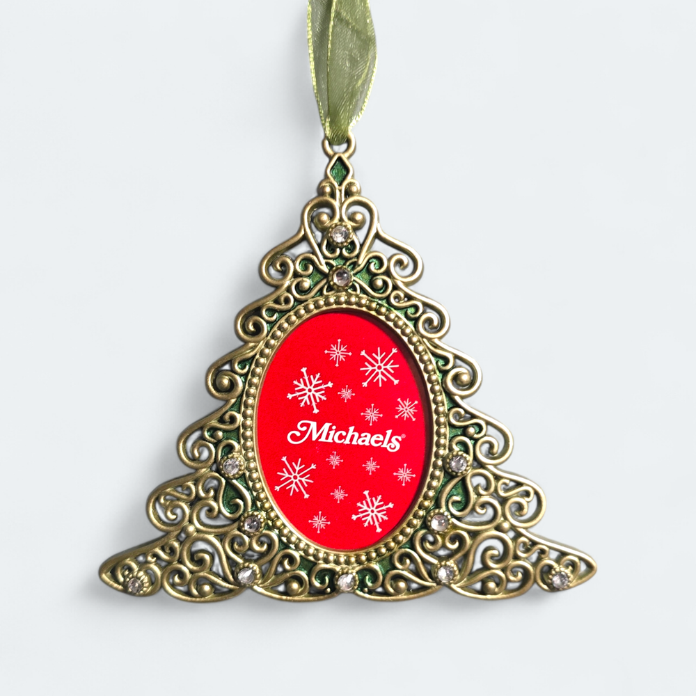 Gold Gemstone Tree Photo Christmas Ornament