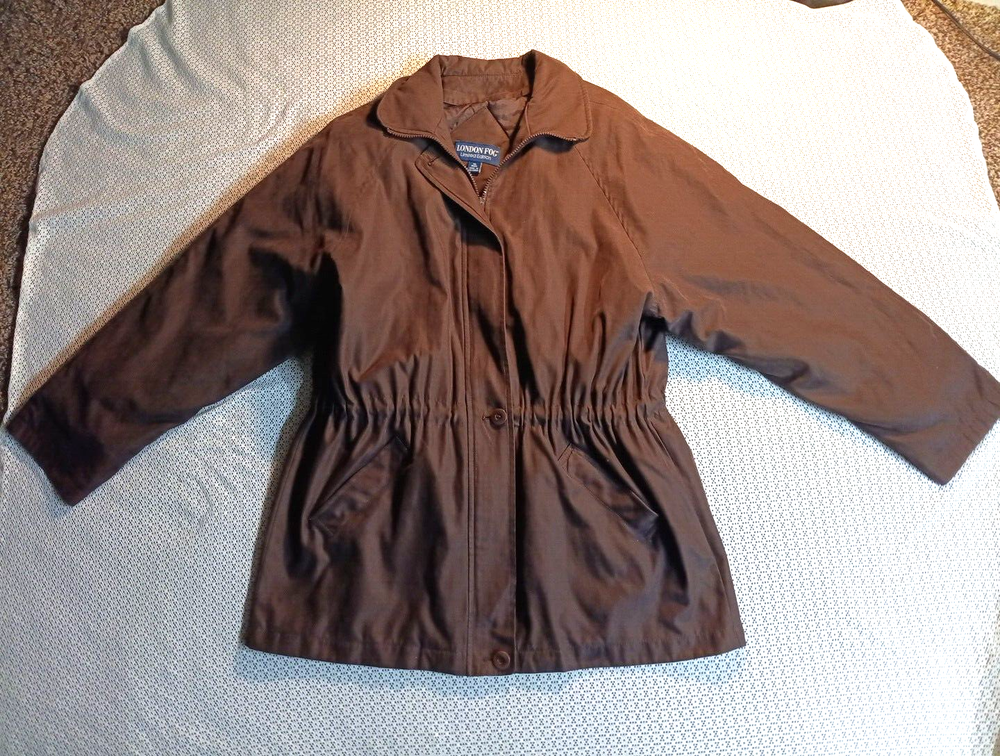 LONDON FOG Limited Edition Ladies Brown Collared Coat Jacket Size XL
