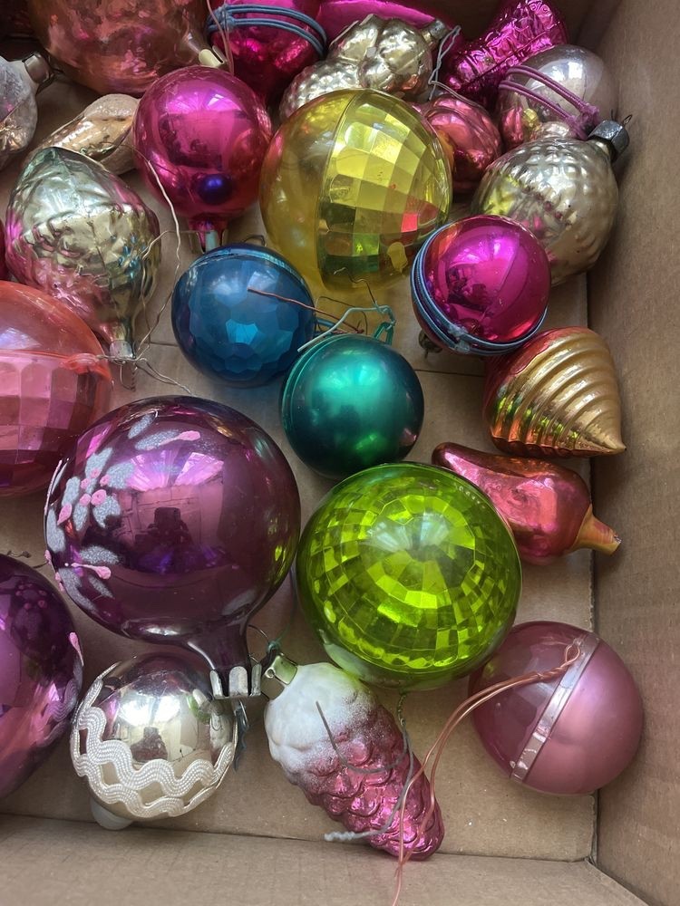 Huge Lot of 40+ Vintage Soviet Christmas Ornaments Mercury Glass USSR Xmas Decor