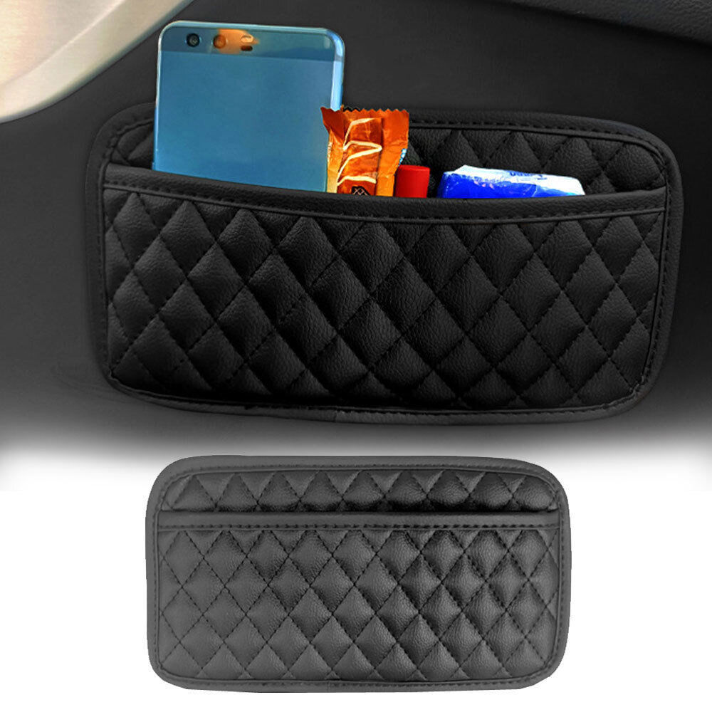 Car Seat Door Storage Pocket Organizer Black PU Leather Car Interior Accessories