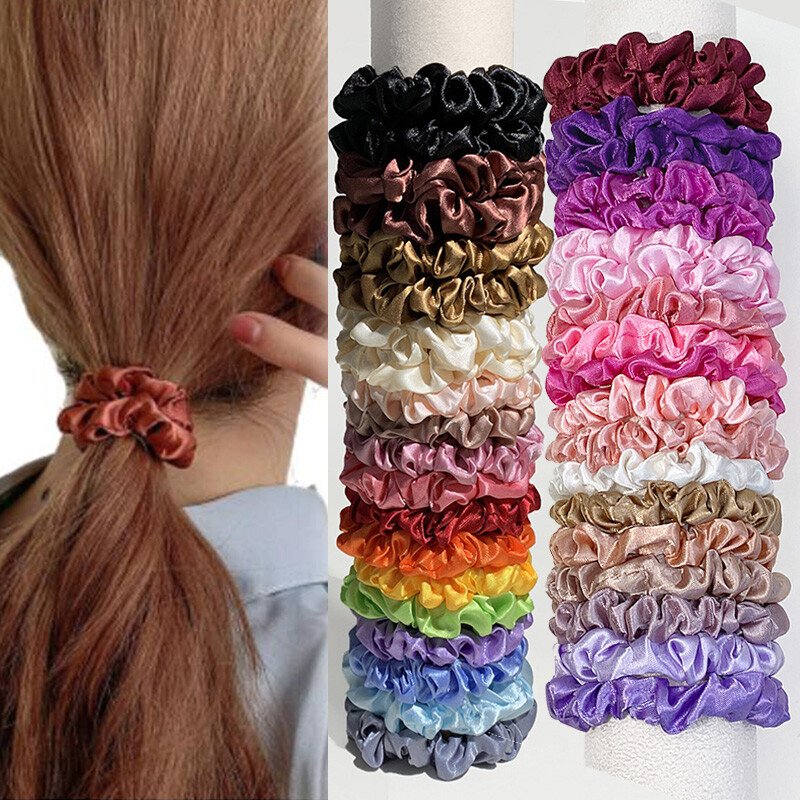 20PCS Solid Elastic Silk Satin Hair Ties for Women and Girls Ponytail Holders