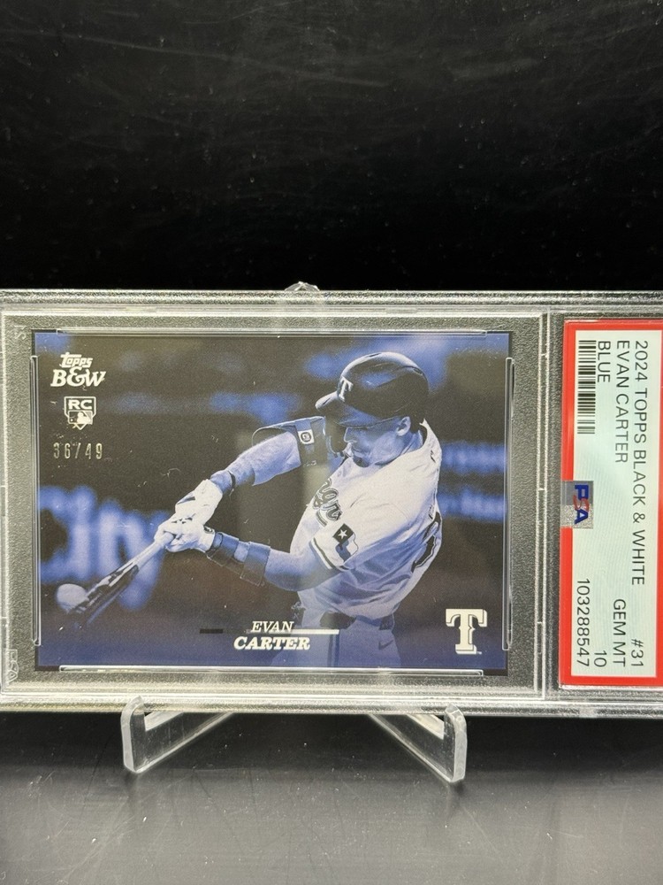 2024 Topps Black & White Evan Carter RC #31 Blue Parallel /49