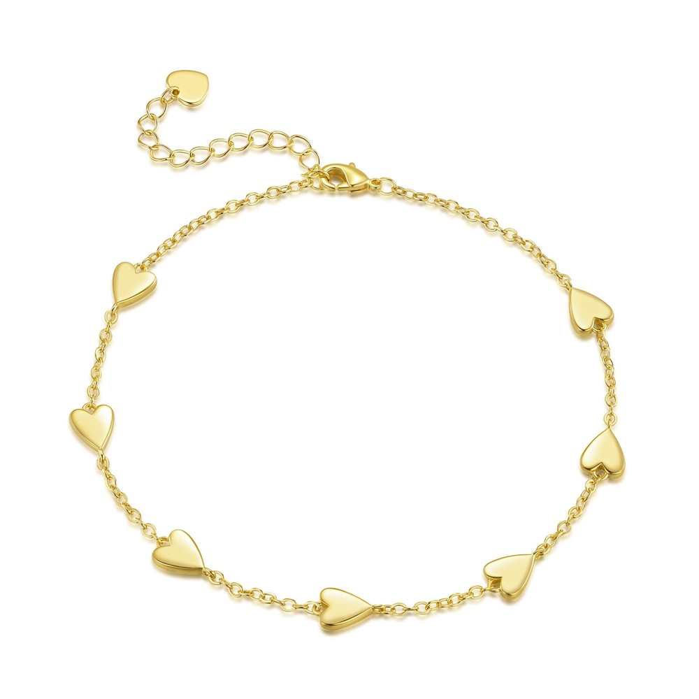 14K Gold Women’s Anklet Heart Pendant Adjustable 9.4-11” Jewelry Girl