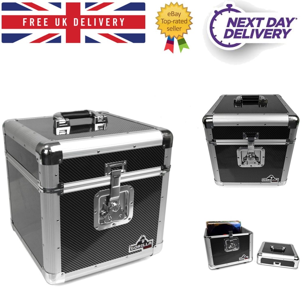 Carbon Black Record Storage Case - Durable & Lightweight for 100 Records