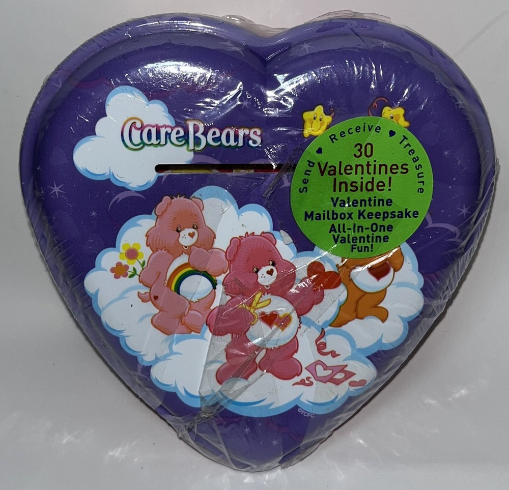Care Bears Valentine Card Mailbox Tin Keepsake All-In-One Valentines Sealed 2003