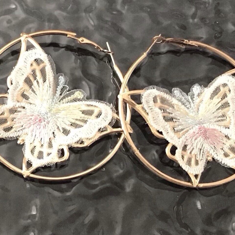 Butterfly Gold Hoop Earrings Trendy Women's Fashion Casual Party Jewelry