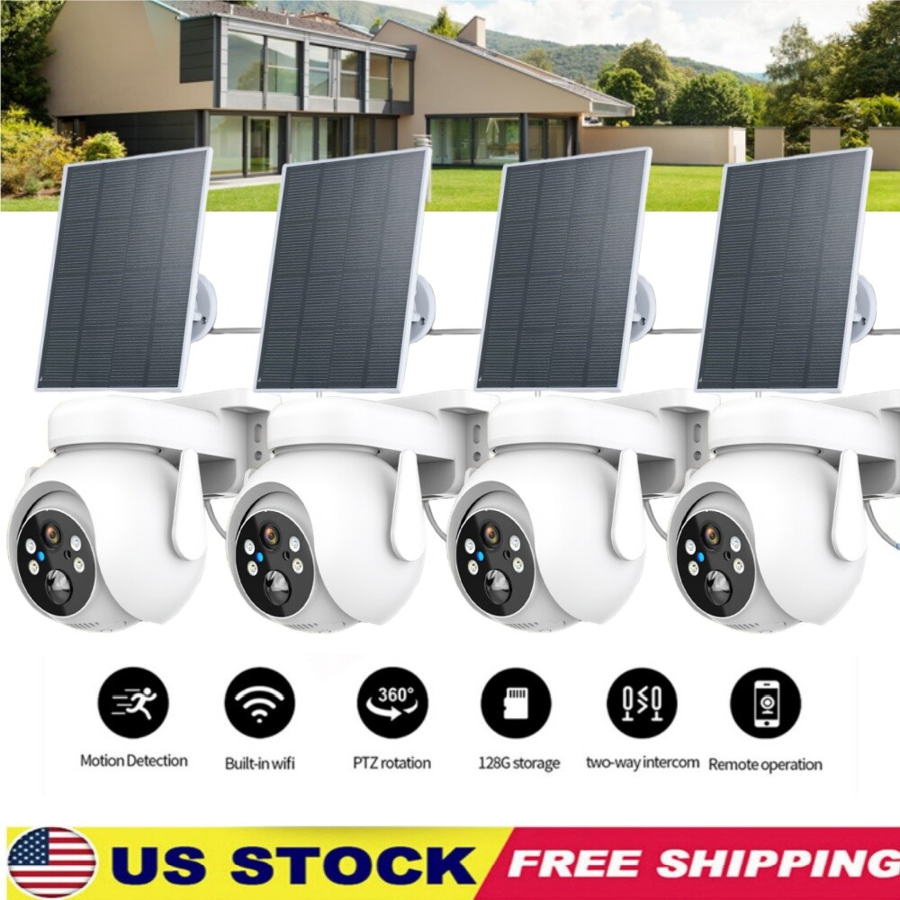 4x Solar WiFi Camara De Seguridad 4K Para Exterior Inalambricas Vision Nocturna