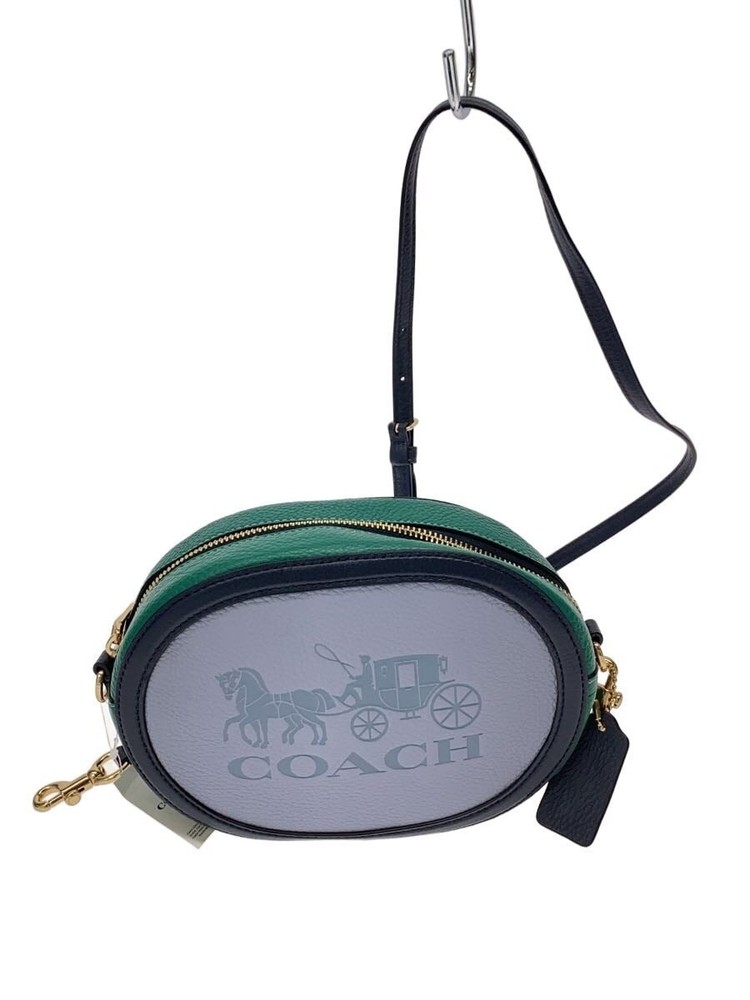 Auth COACH Colorblock Horse & Carriage Camera Bag C5777 Blue Green Pre-Owned