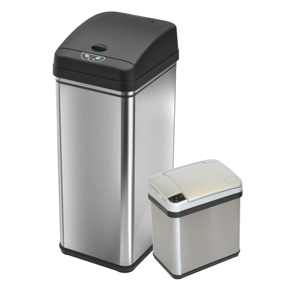iTouchless 13 Gal & 2.5 Gal Silver Sensor Deodorizer for 10-14 Gallon Trash Bins