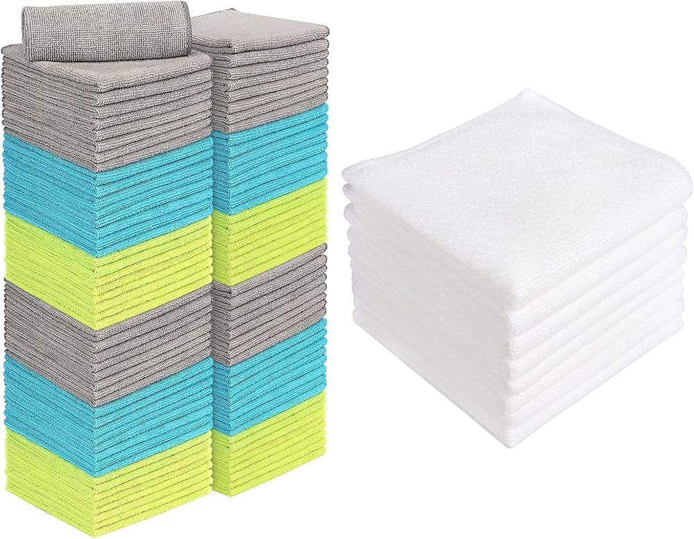 Microfiber Cleaning Cloths 8-Pack Ultra Absorbent Lint-Free Durable White