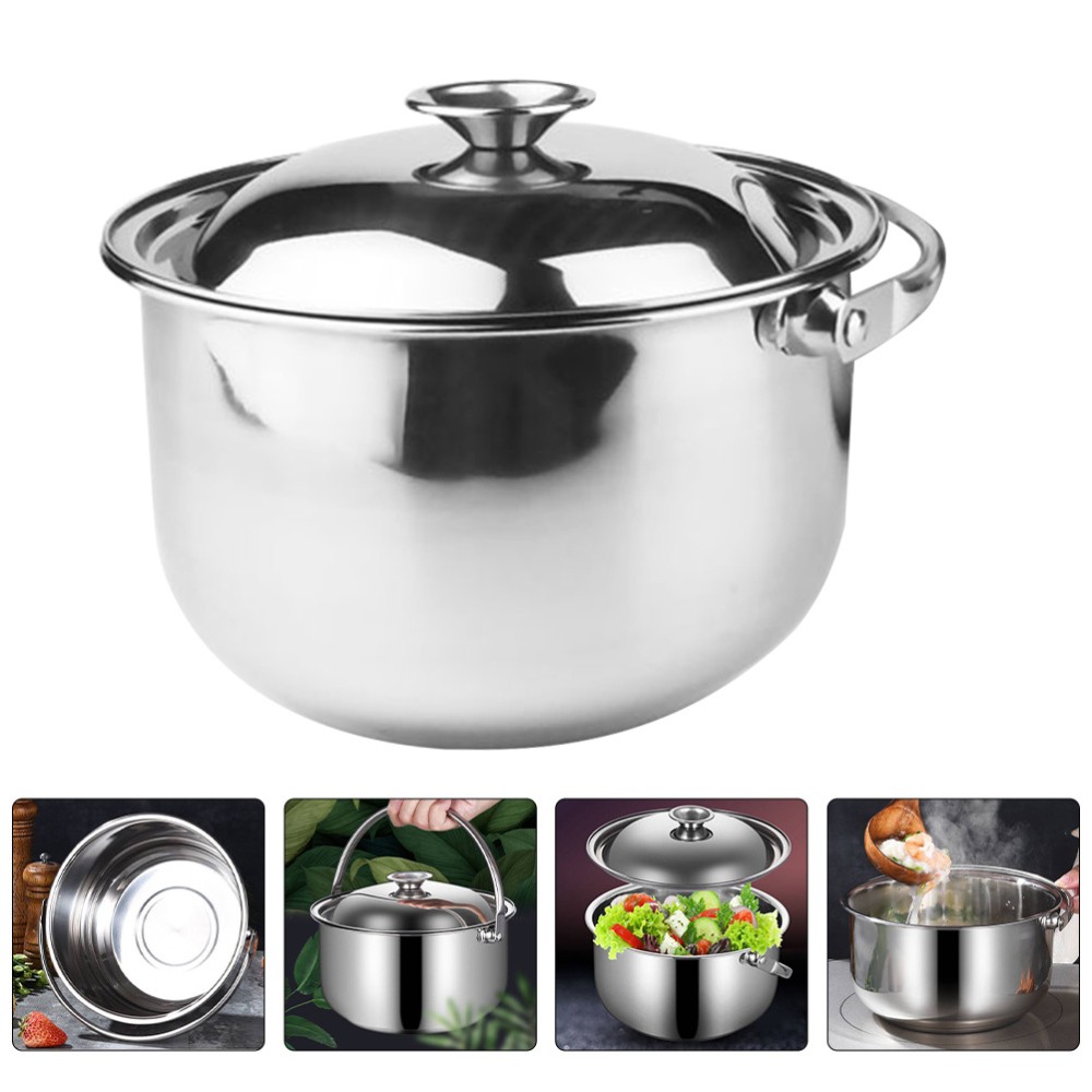 Stainless Steel Soup Pot with Lid Durable Cooking Stock Pot