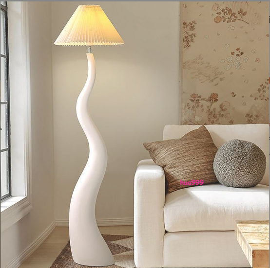 Modern Pleated Shade Floor Lamp Swan Tree Standing Lighting Resin Light