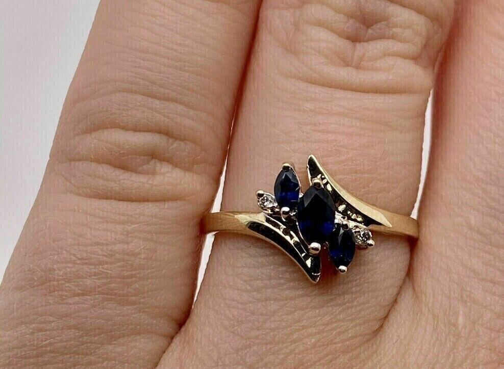 14k Yellow Gold Plated 2Ct Marquise Cut Simulated Sapphire Women's Wedding Ring