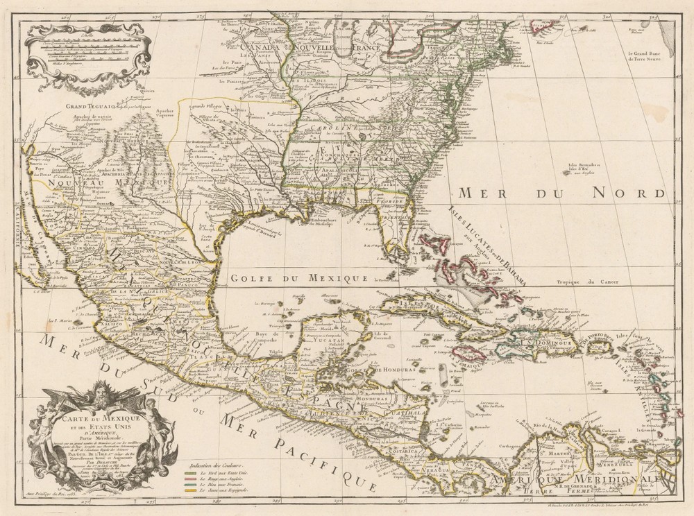 United States Caribbean Mexico 1783 Vintage Historic Map Poster Print