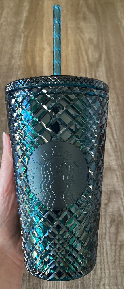 Genuine Starbucks 2021 Holiday Studded Jeweled 16oz Tumbler in Blue Green