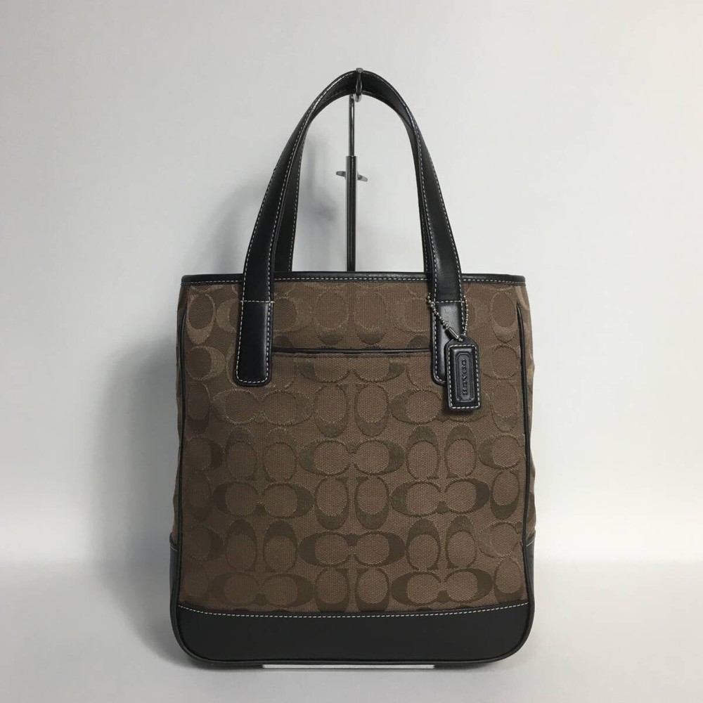 74B241 Coach Dark Brown Signature Leather Handbag