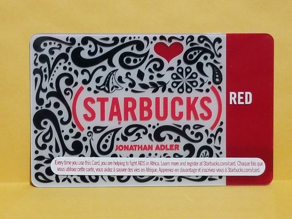 STARBUCKS GIFT CARD ~ 2010 RED JONATHAN ADLER LIMITED ~ UNUSED-image