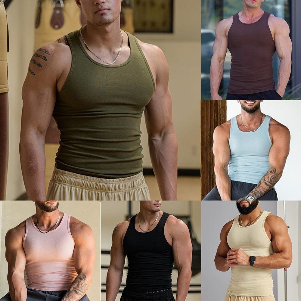 Lightweight Fitness Tank Tops for Men Summer Ribbed Sports Vest Size M 3XL